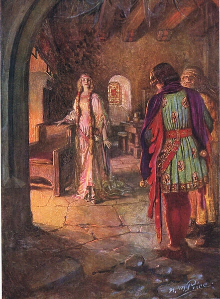 Geraint had never seen so fair and sweet a lady, illustration from The Childrens Tennyson: Stories in Prose and Verse from Alfred Lord Tennyson by May Byron, 1910 (colour litho)