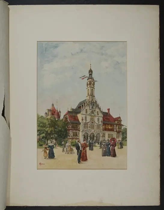 Framed Print : The German Building, 1893 (lithograph)