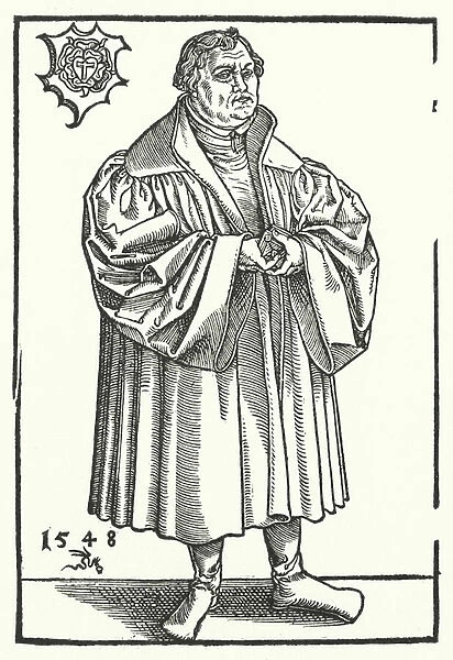 German Protestant reformer Martin Luther in later life (engraving)