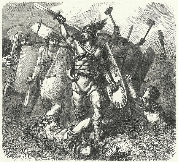 The Germans at war with the Romans, 1st Century BC (engraving)