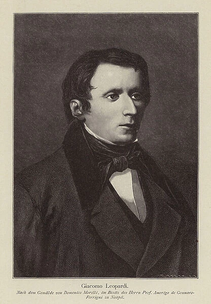 Giacomo Leopardi, Italian philosopher, poet and philologist (engraving)