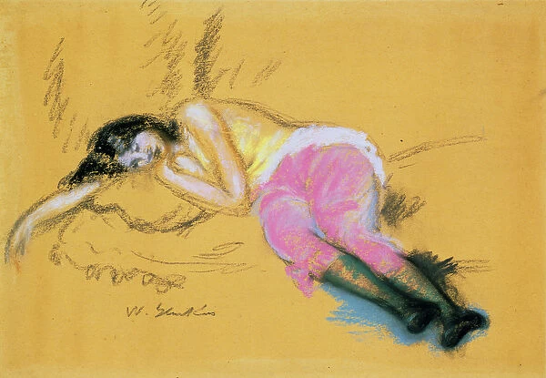 Girl Asleep (pastel on paper)