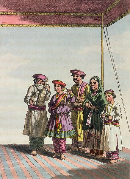A Girl dancing the Kuharwa, from A Mahratta Camp, 1813 (colour engraving)