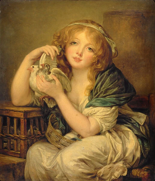 Girl with the Doves (after Greuze) (oil on canvas)