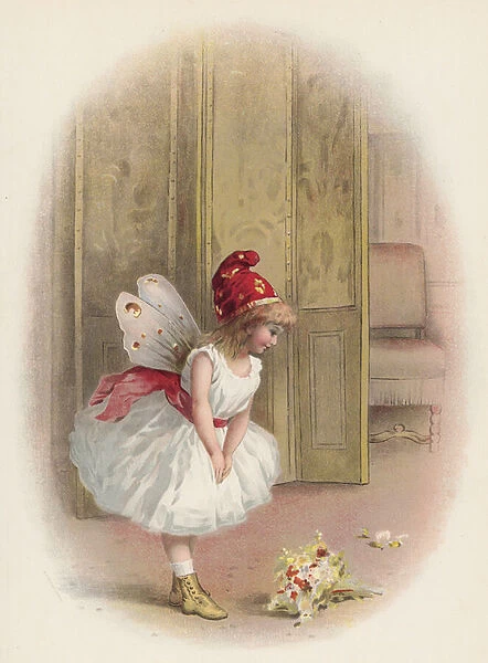 Girl or fairy taking a bow after her performance (chromolitho)