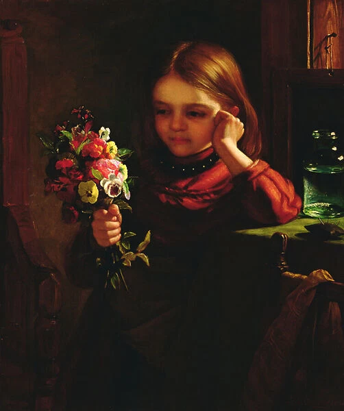 Girl with Flowers (oil on canvas)