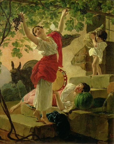 Girl Gathering Grapes near Naples, 1827 (oil on canvas)