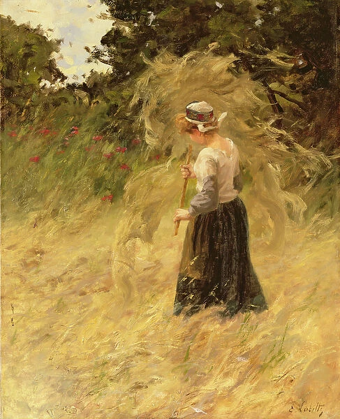 A Girl Harvesting Hay, 19th century