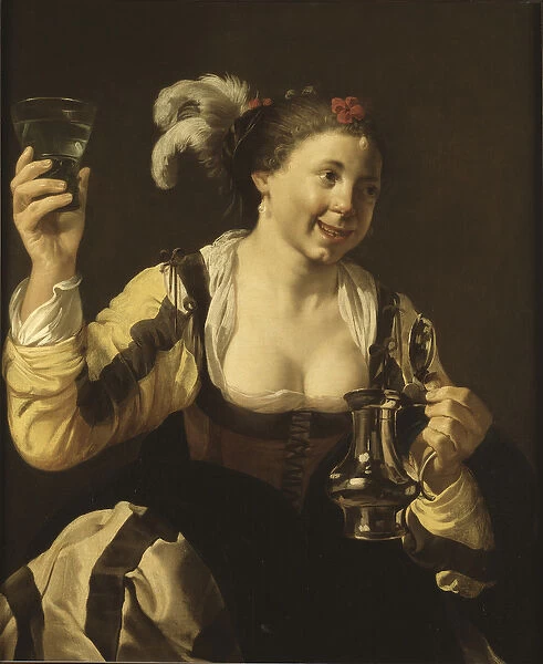 A Girl Holding a Glass, c. 1620 (oil on canvas)