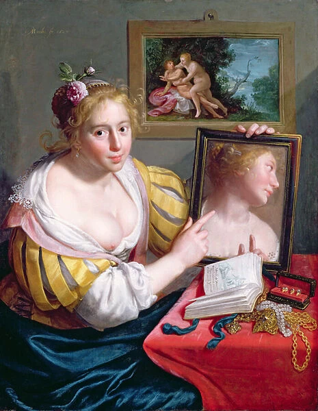 Girl with a Mirror, an Allegory of Profane Love, 1627 (oil on canvas)