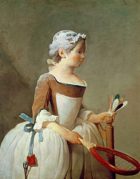 Girl with Racket and Shuttlecock, c. 1740 (oil on canvas)