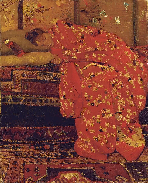 Girl in a Red Kimono (oil on canvas)