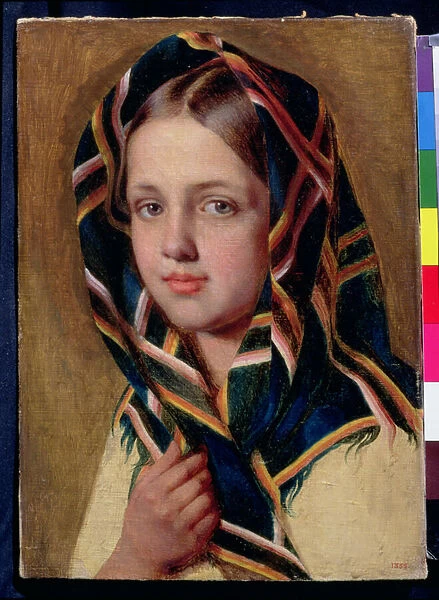 Girl in a Shawl (oil on canvas)