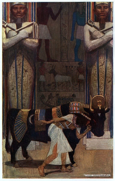 The Girl Wife and the Bath Bull, illustration from Egyptian Myth and Legend