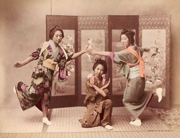 Girls dancing c. 1895 (photo)