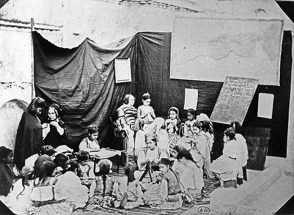 Girls school in Algiers, c. 1860 (b  /  w photo)