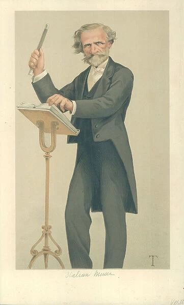 Giuseppe Verdi, Italian Music, 15 February 1879, Vanity Fair cartoon (colour litho)