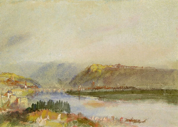Givet from the North, c. 1839 (gouache and w  /  c)