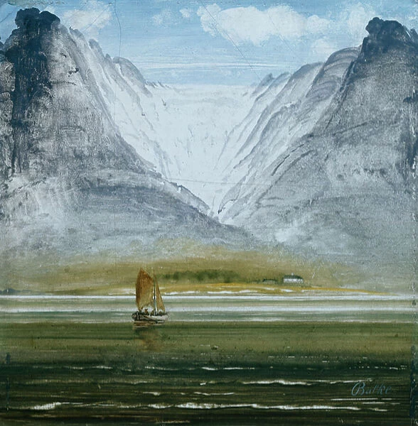 Glacier. 7142990 Glacier by Balke, Peder (1804-87); 26x26.5 cm; Private