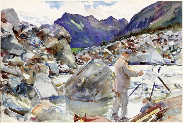 A Glacier Stream in the Alps, c. 1904 (pencil and watercolour on paper)