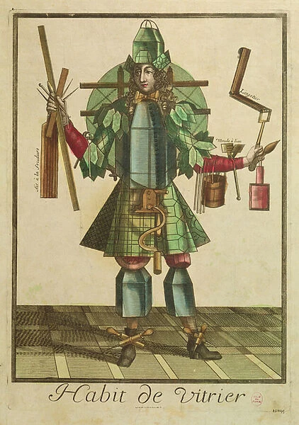 The Glaziers Costume (coloured engraving)