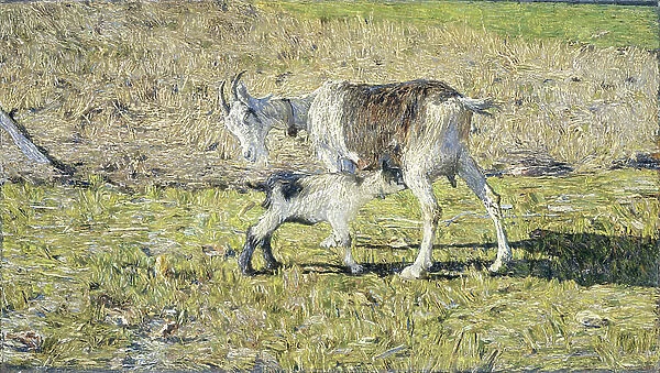 A goat with her kid, 1890 (oil on canvas)
