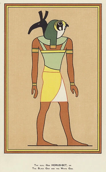 The God Horus-Set, or the Black God and the White God (colour litho)