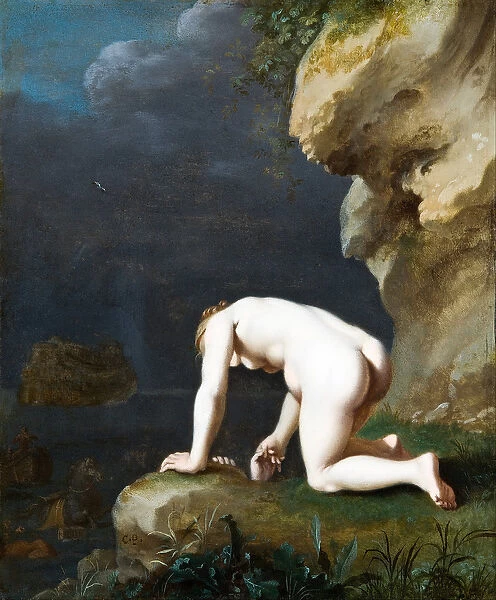 The Goddess Calypso rescues Ulysses, 1630 (oil on copper)