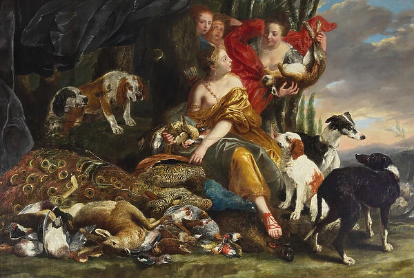 The goddess Diana receiving the kill par Fyt, Jan ( Johannes Fijt) (1611-1661)