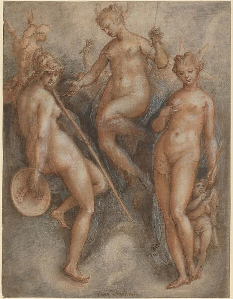 Three Goddesses: Minerva, Juno and Venus, c. 1587 (pen and brown ink and black
