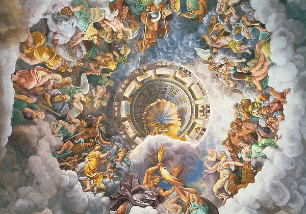 The Gods of Olympus, trompe l oeil ceiling from the Sala dei Giganti, 1528 (fresco)