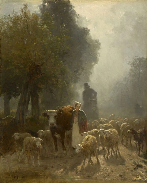 Going to Market on a Misty Morning, 1851 (oil on panel)