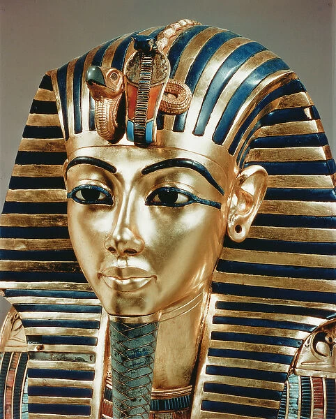 The gold mask, from the Treasure of Tutankhamun (c. 1370-52 BC) c. 1340 BC (gold)