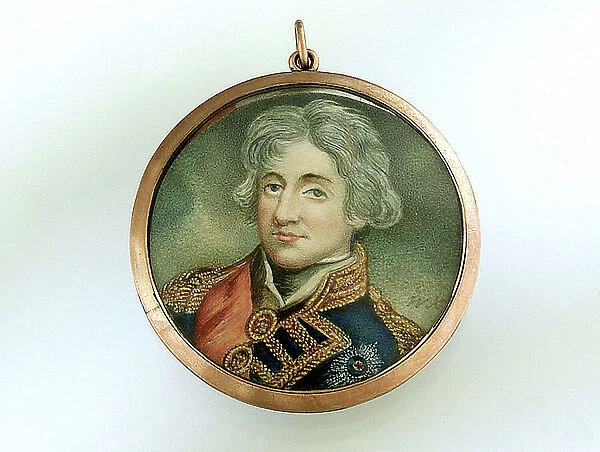 Gold pendant, early 19th century (miniature, gold, enamel, seed pearls, human hair, glass)