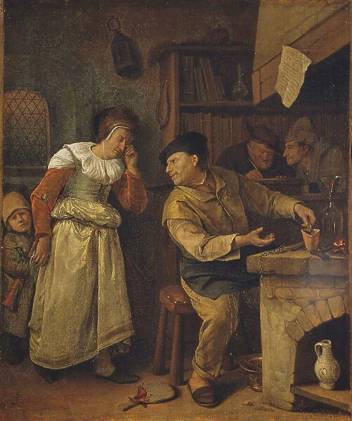 A Goldsmith Melting Down a Woman's Jewellery in the Presence of a Notary: The Alchemist, c. 1668-70 (oil on canvas)