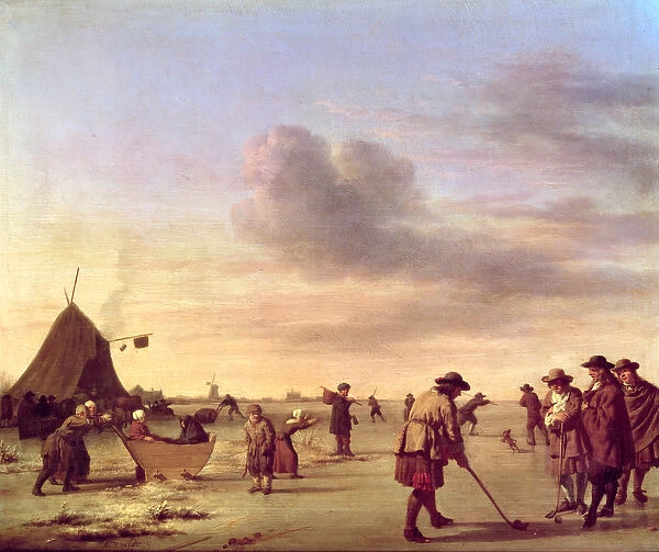 Golfers on the Ice near Haarlem, 1668 (panel)