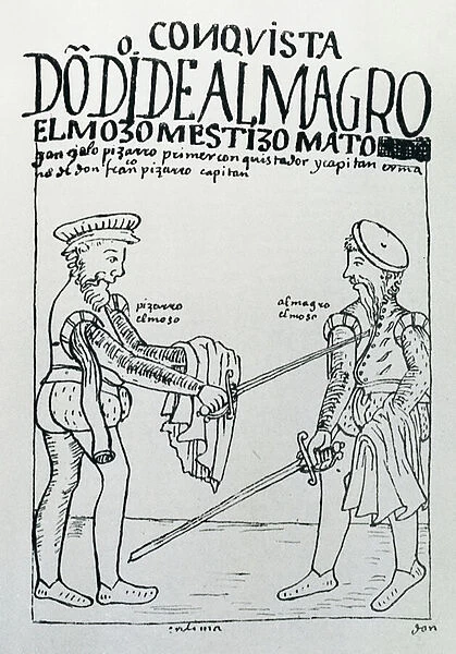 Gonzalo de Pizarro (c. 1502-48) Kills Diego de Almagro (1475-1538) (woodcut)