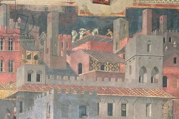 Detail of Good Government in the City, 1338-40 (fresco)