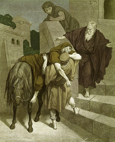 The Good Samaritan at the inn, by Dore. - Bible