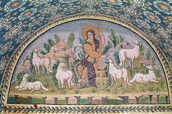 The Good Shepherd, lunette from above the entrance (mosaic)