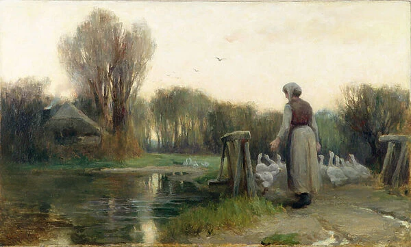 The Goose Girl (oil on canvas)