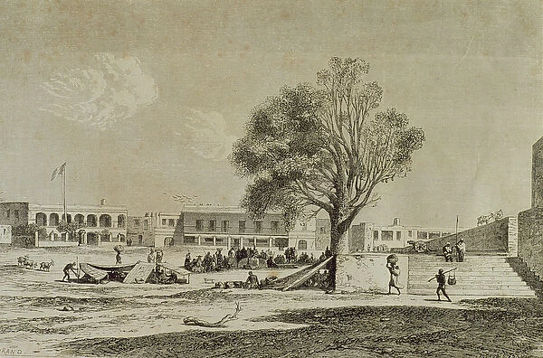 Goree Island, Senegal, in the 1860s, engraved by Charles Maurand (engraving)