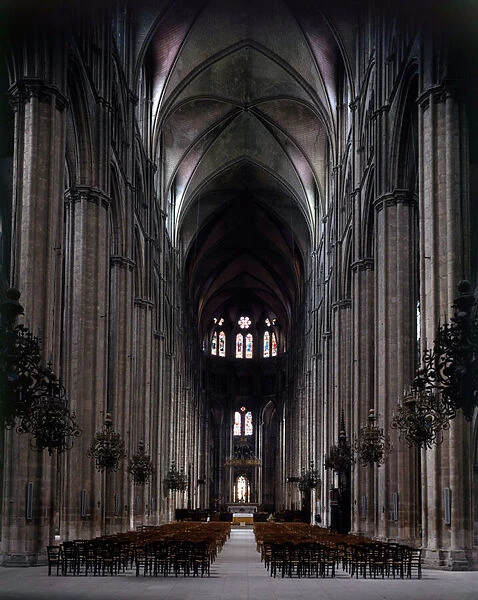 Gothic art: view from the interior of the Cathedrale Saint Etienne de Bourges