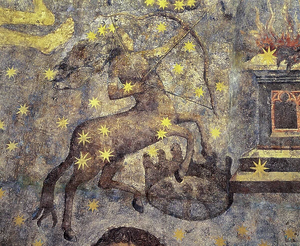 Gothic period. Dome of the Zodiac (1485) by Fernando Gallego (1440-1507). XV Century. Wall paintings. They decorate the library of the University of Salamanca, Castile, Spain. Represents signs of the zodiac. Centaur. Symbol of the constellation