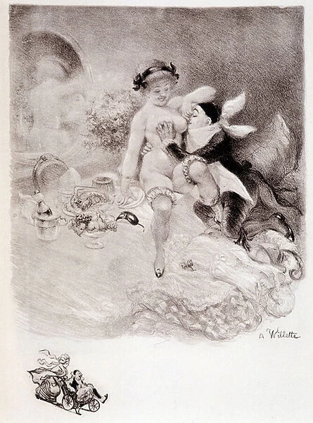 Gourmandise - drawing by Willette, 1917