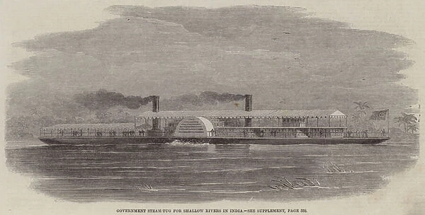 Government Steam-Tug for Shallow Rivers in India (engraving)