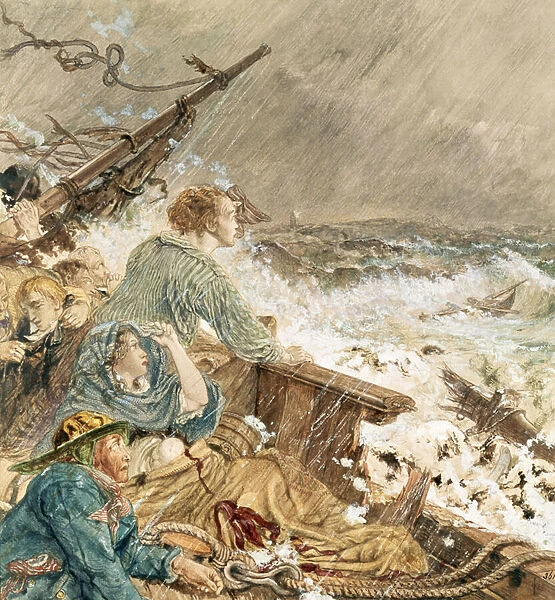 Grace Darling and her father saving the shipwrecked crew, 17th September 1838 (w  /  c)