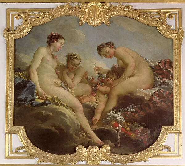 The Three Graces, decorative panel from the Bedroom of the Princess of Rohan, c. 1735-40