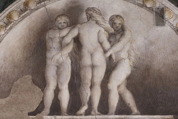 The Three Graces, detail of the lunettes, 1518-19 (fresco)