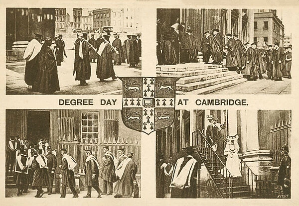 Graduation Day at Cambridge University, Cambridgeshire (b  /  w photo)